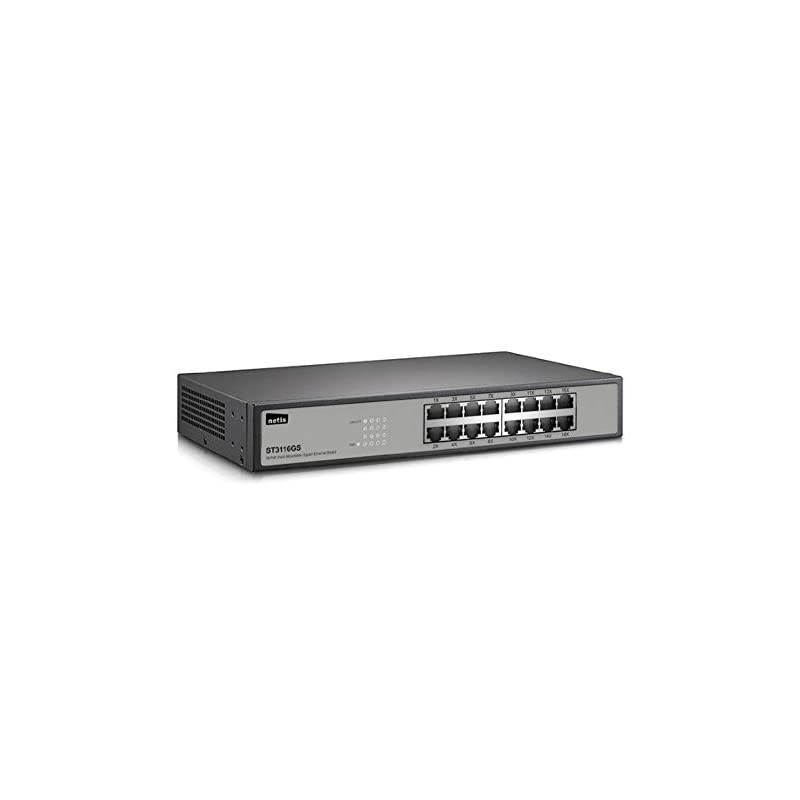 ST3116G 16 port Unmanaged 101001000M Gigabit Switch Desktop Ethernet Splitter Ethernet Hub Plug and Play Fanless Quite Traffic Optimization Sturdy Metal standard 19 inch rack mount with included moun