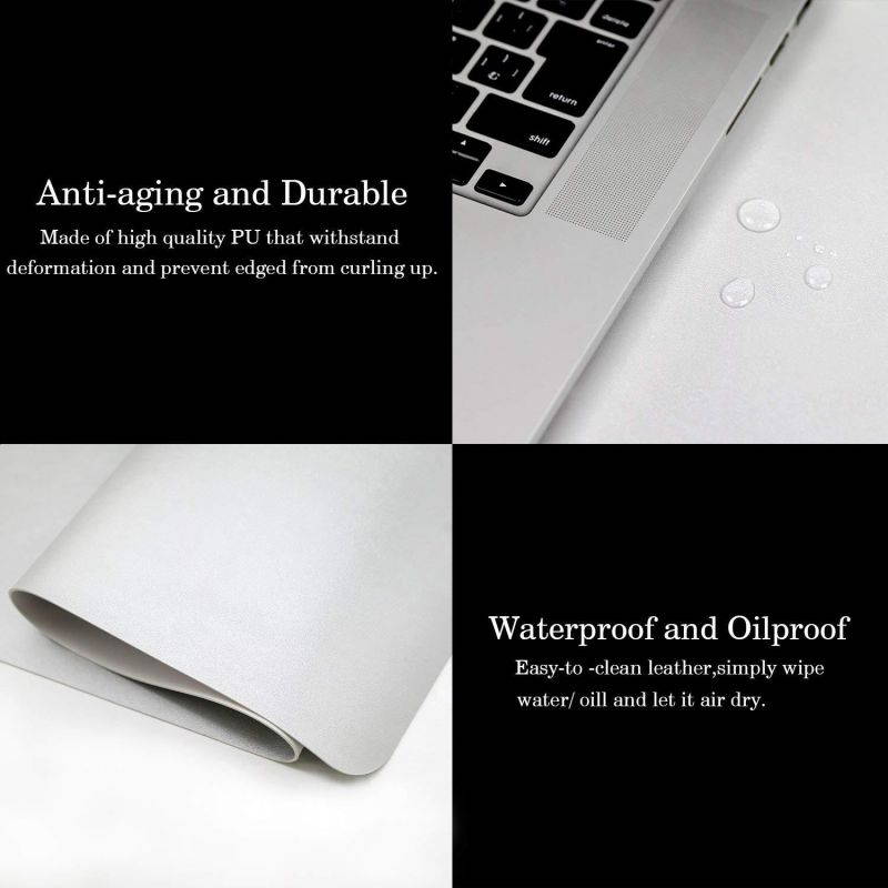 Multifunctional Office Desk Pad, 35.4" x 17" YSAGi Ultra Thin Waterproof PU Leather Mouse Pad, Dual Use Desk Writing Mat for Office/Home (35.4" x 17", Silver)