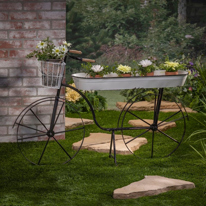 Gerson International 46-Inch Long Metal Bicycle Outdoor Plant Stand