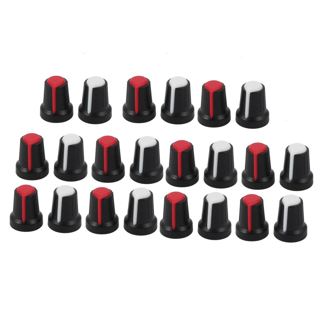 Unique Bargains 6mm Hole Diameter Shaft Potentiometer Control Rotary Knobs Cap Red White 22Pcs