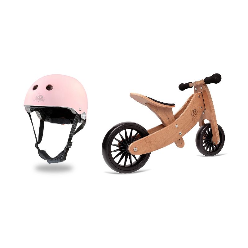 Kinderfeets Pink Adjustable Toddler & Kids Bike Helmet Bundle with Kinderfeets Tiny Tot PLUS 2-in-1 Balance Bike Tricycle