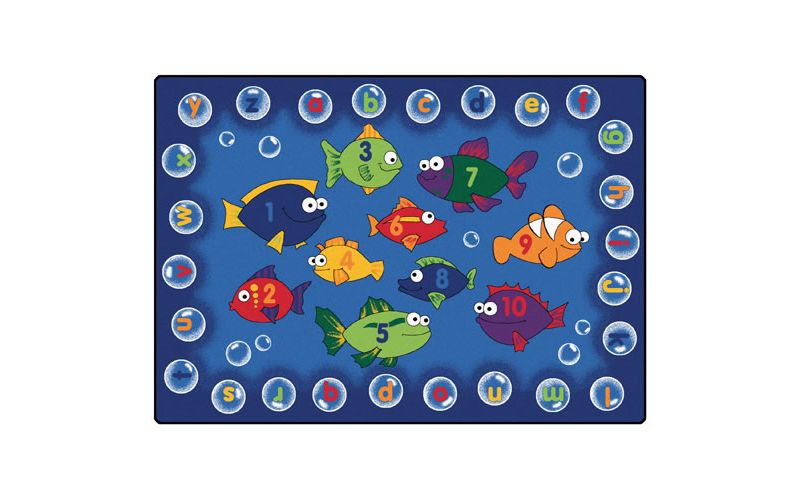 6'x9' Rectangle Woven Fish Accent Rug Blue - Carpets For Kids