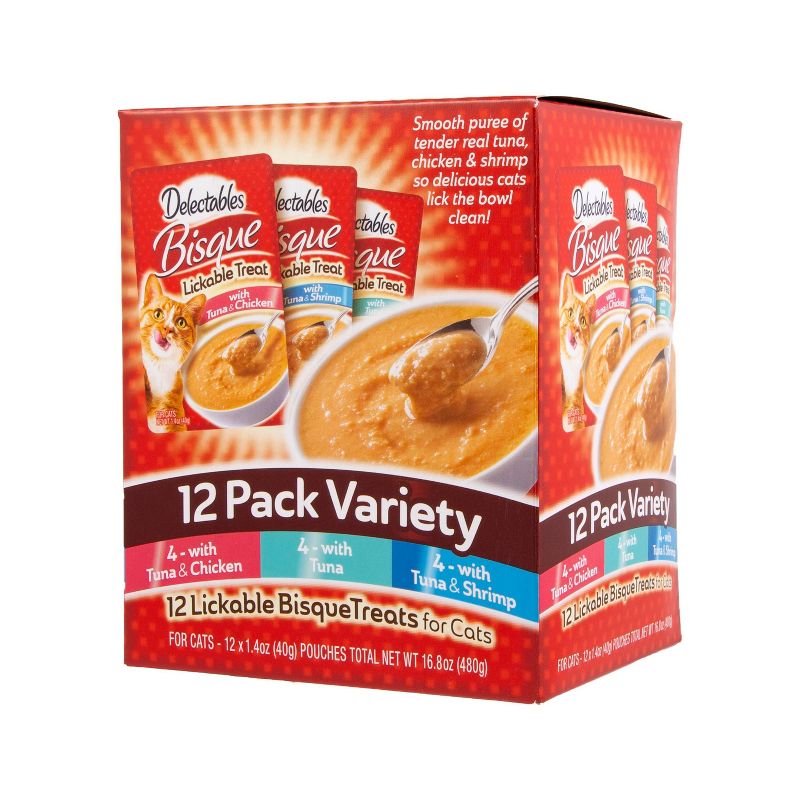 Hartz Delectables Bisque Tuna, Shrimp & Chicken Cat Treats Variety Pack - 1.4oz/12ct