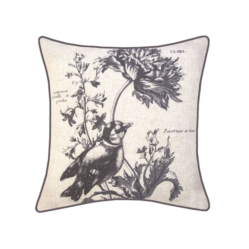 20"x20" Nature Bird Pillow Natural - Edie@Home
