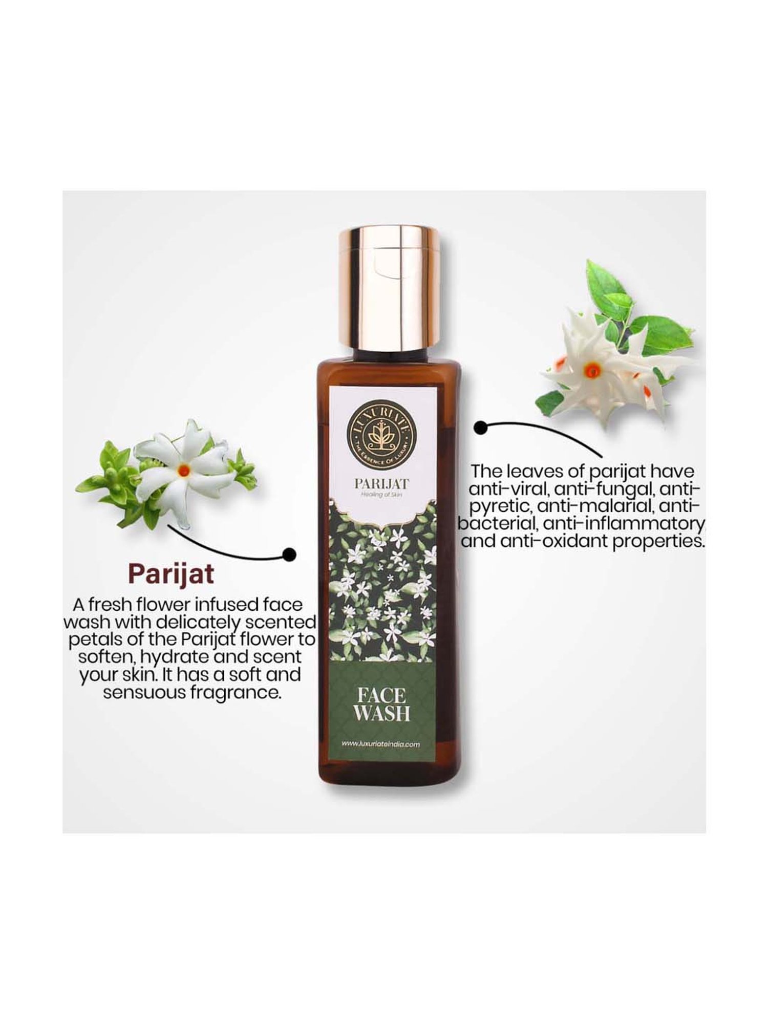 Luxuriate Parijat Face Wash for Healing of Skin & Cleanser - 100 ml