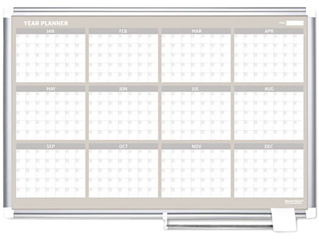Bi-Silque GA05106830 MasterVision 12 Month Planner, 48x36, Aluminum Frame