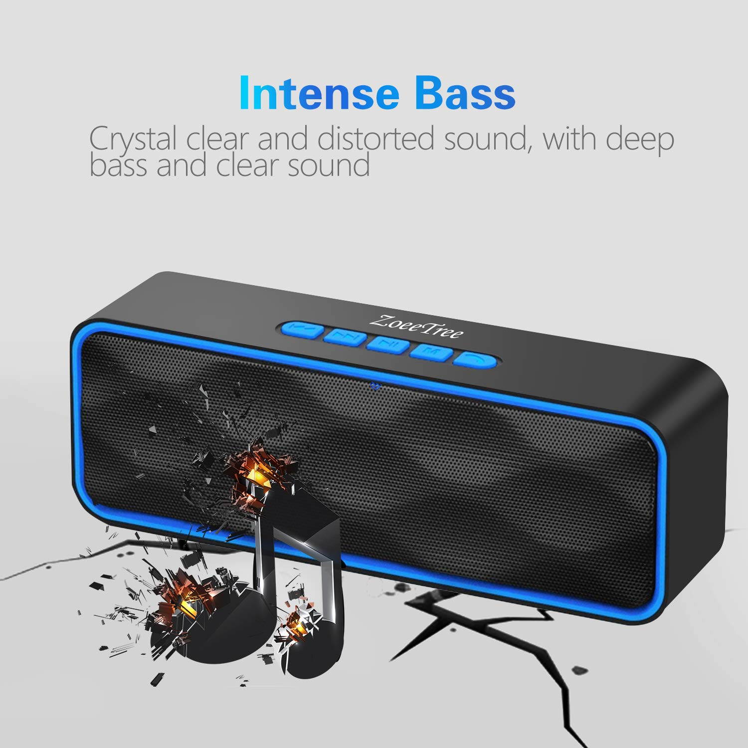 Portable wireless Bluetooth speakers, Portable 4.2 Wireless Speaker EDR Stereo with Loud HD Audio and Bass, Built-In Mic, FM Radio, 12H Playtime , TF Card , Dual Driver for Indoor & Outdoor Use