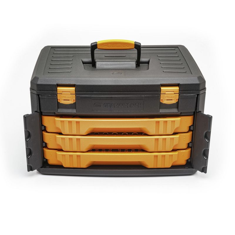 GearWrench 80972 243-Piece 12 Point 1/4 in., 3/8 in. and 1/2 in. Mechanics Tool Set with 3 Drawer Storage Box