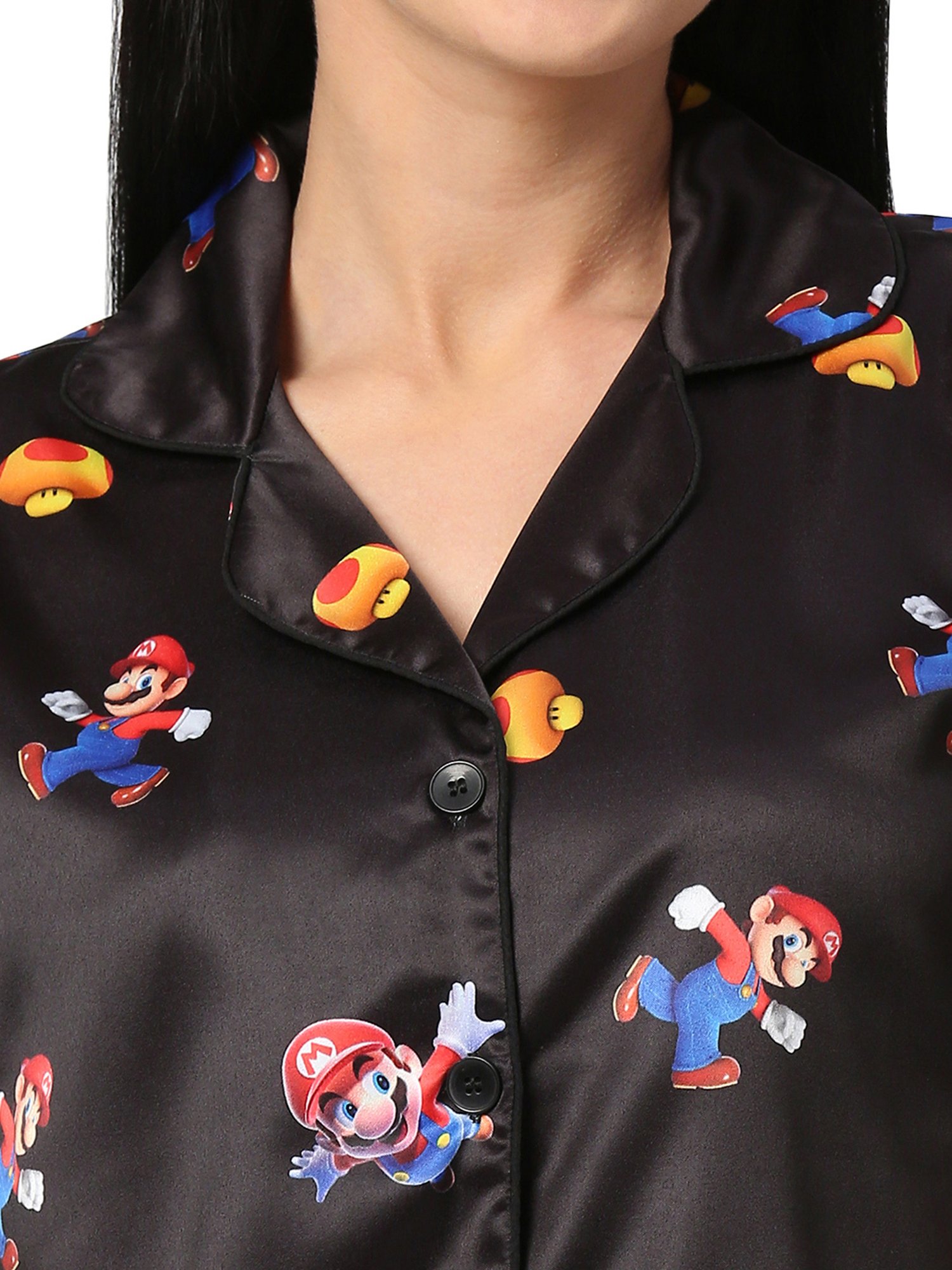 Smarty Pants Black Satin Print Shirt With Pyjamas