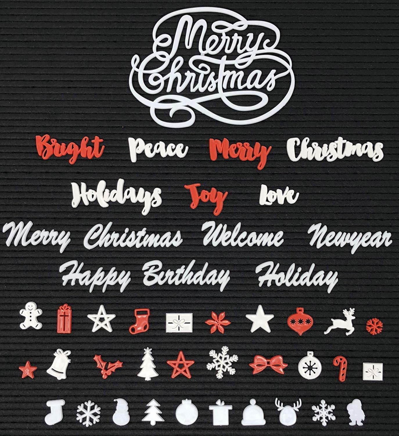 Christmas Holiday Set for Letter Boards - Cursive Words, Icons, Decoration to Enhance Your Felt Message Sign | 238 Piece with Snowflakes, Reindeer, Stockings and More! | (Holiday Pack ONLY!)