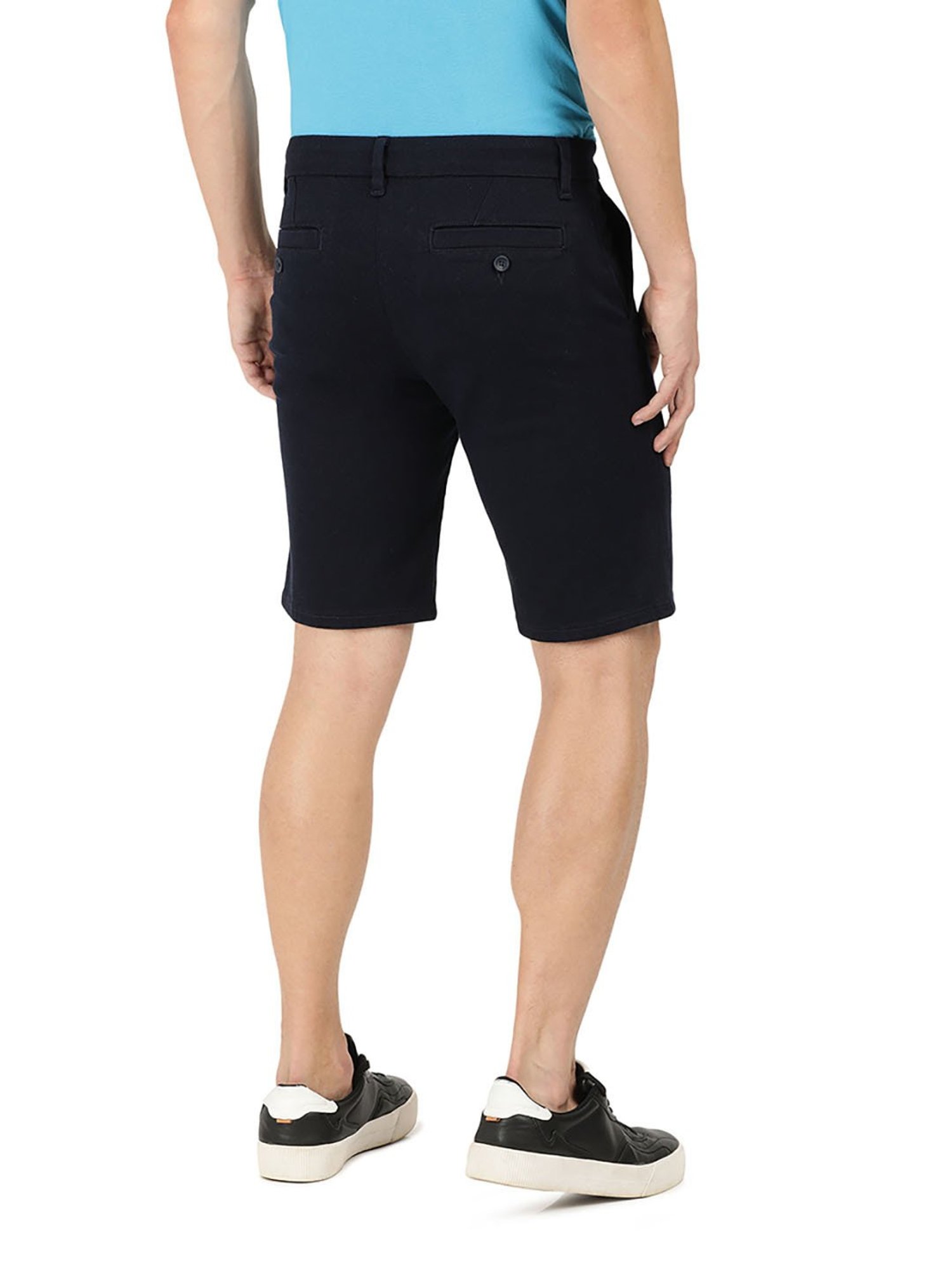 EVERBLUE Navy Blue Midrise Cross Pocket Shorts