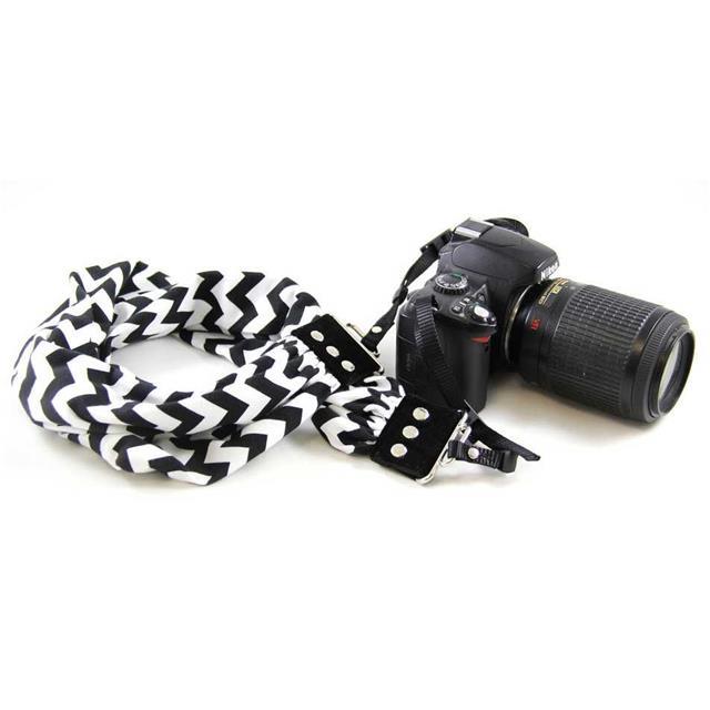 Chevron Black Scarf Collection Camera Strap