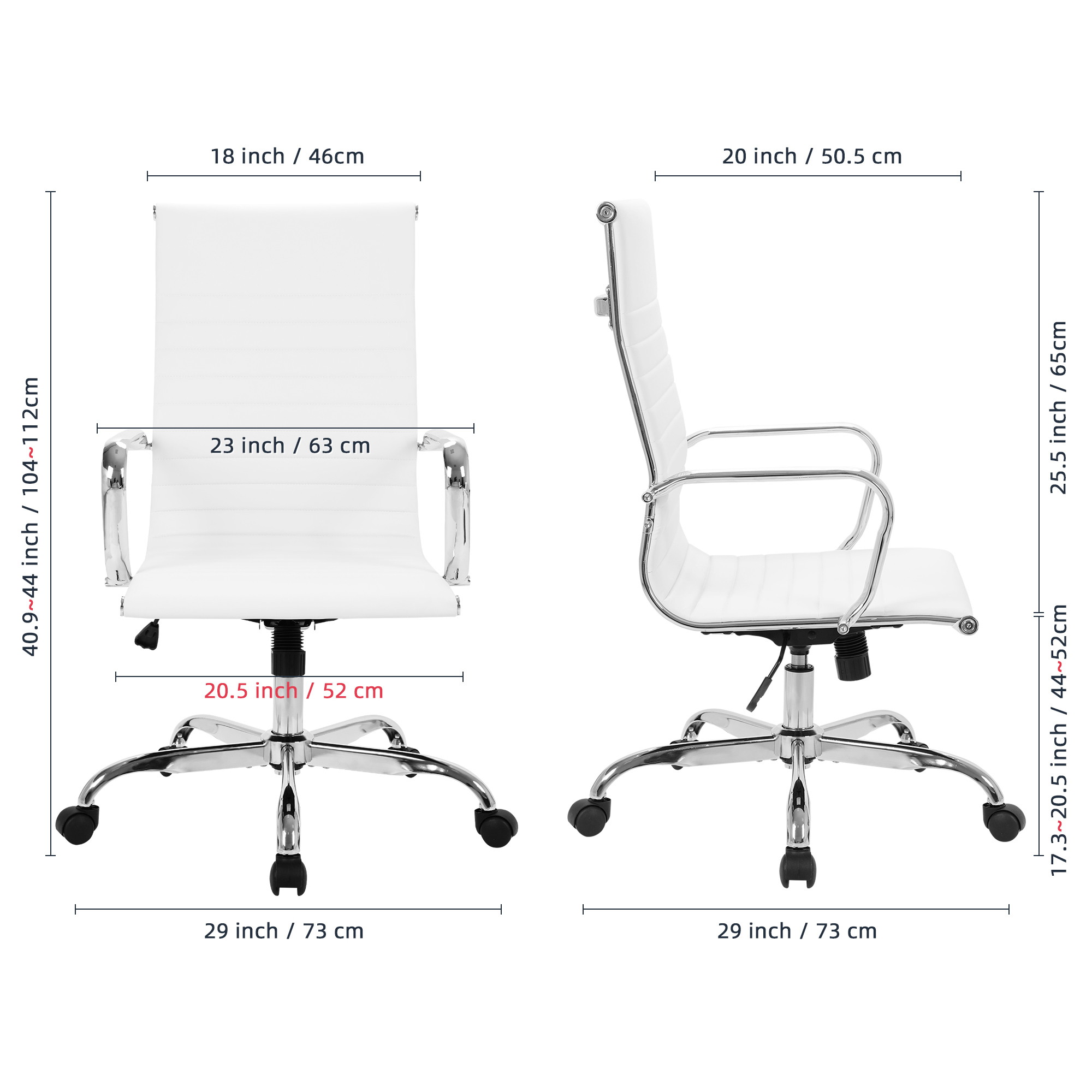 High Back Office Chair Home Desk Chair PU Leather Black