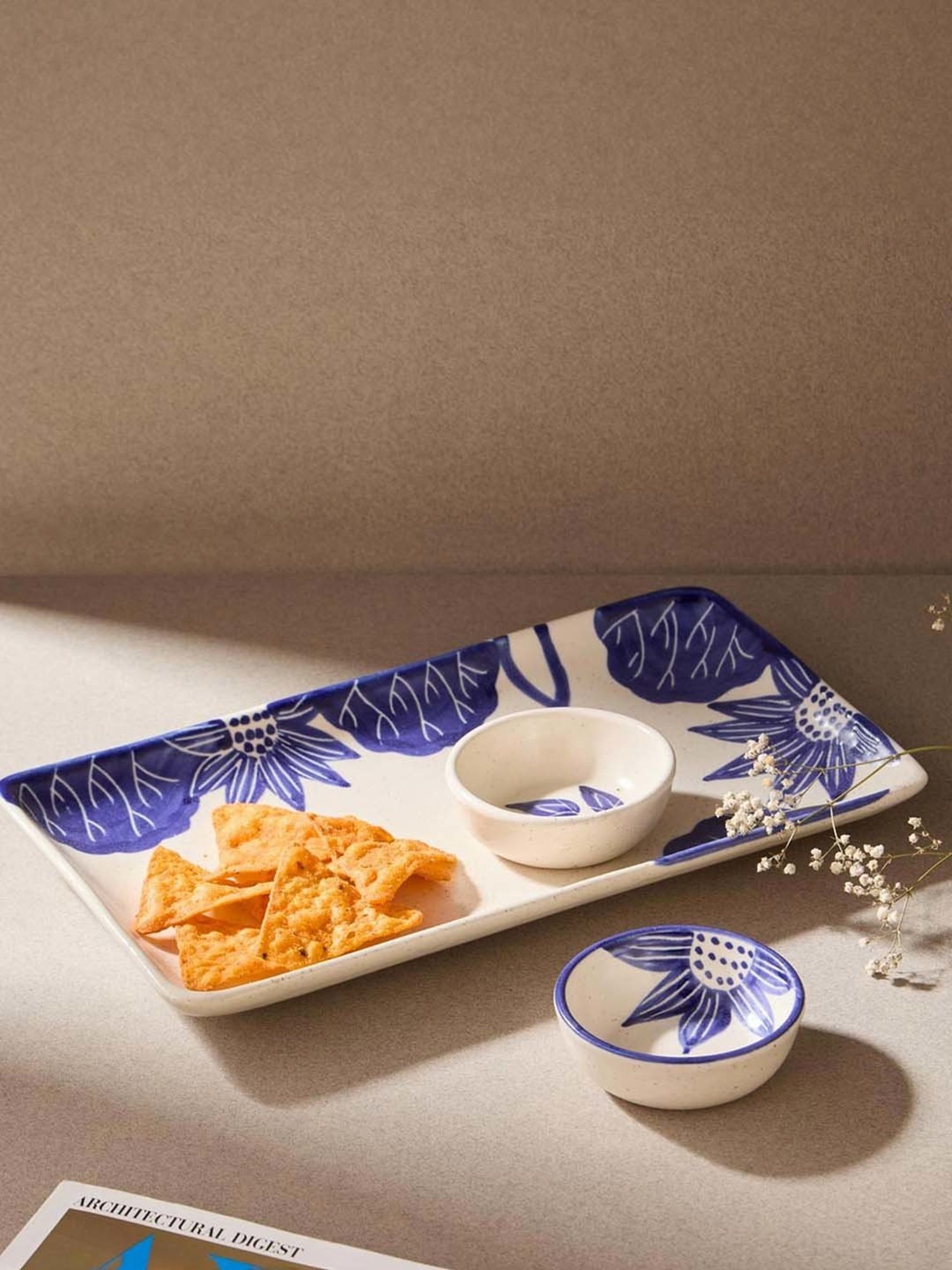 Fabindia Chitra Red Ceramic Large Oval Platter