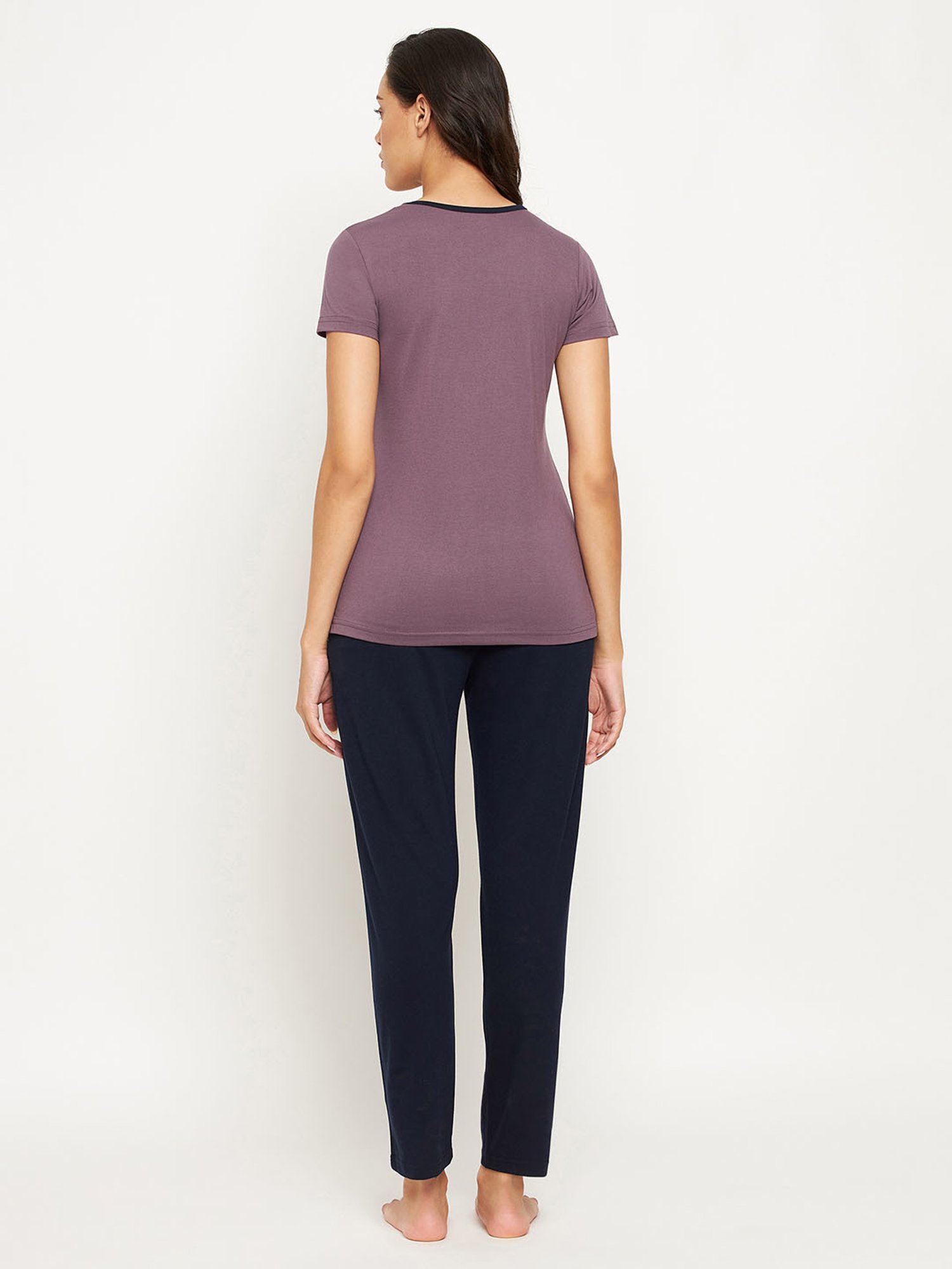 Okane Purple & Navy Graphic Print T-Shirt With Pyjamas