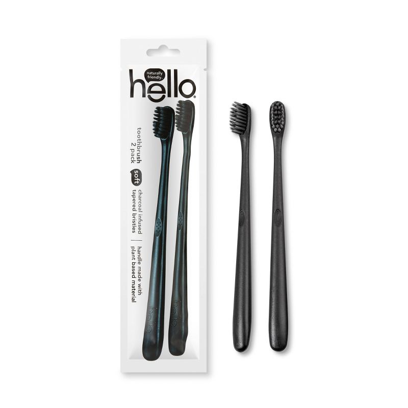 hello Activated Charcoal Infused Bristle BPA-Free Toothbrush - Trial Size - 2ct