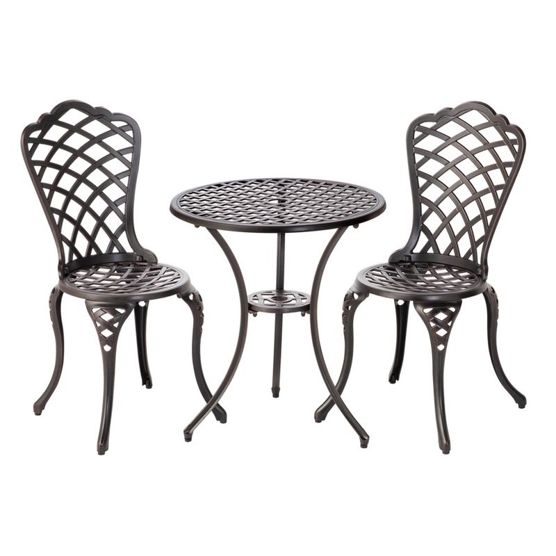 Cashel 3pc Topaz Cast Aluminum Patio Bistro Set with 24" Round Table - Alfresco Home LLC