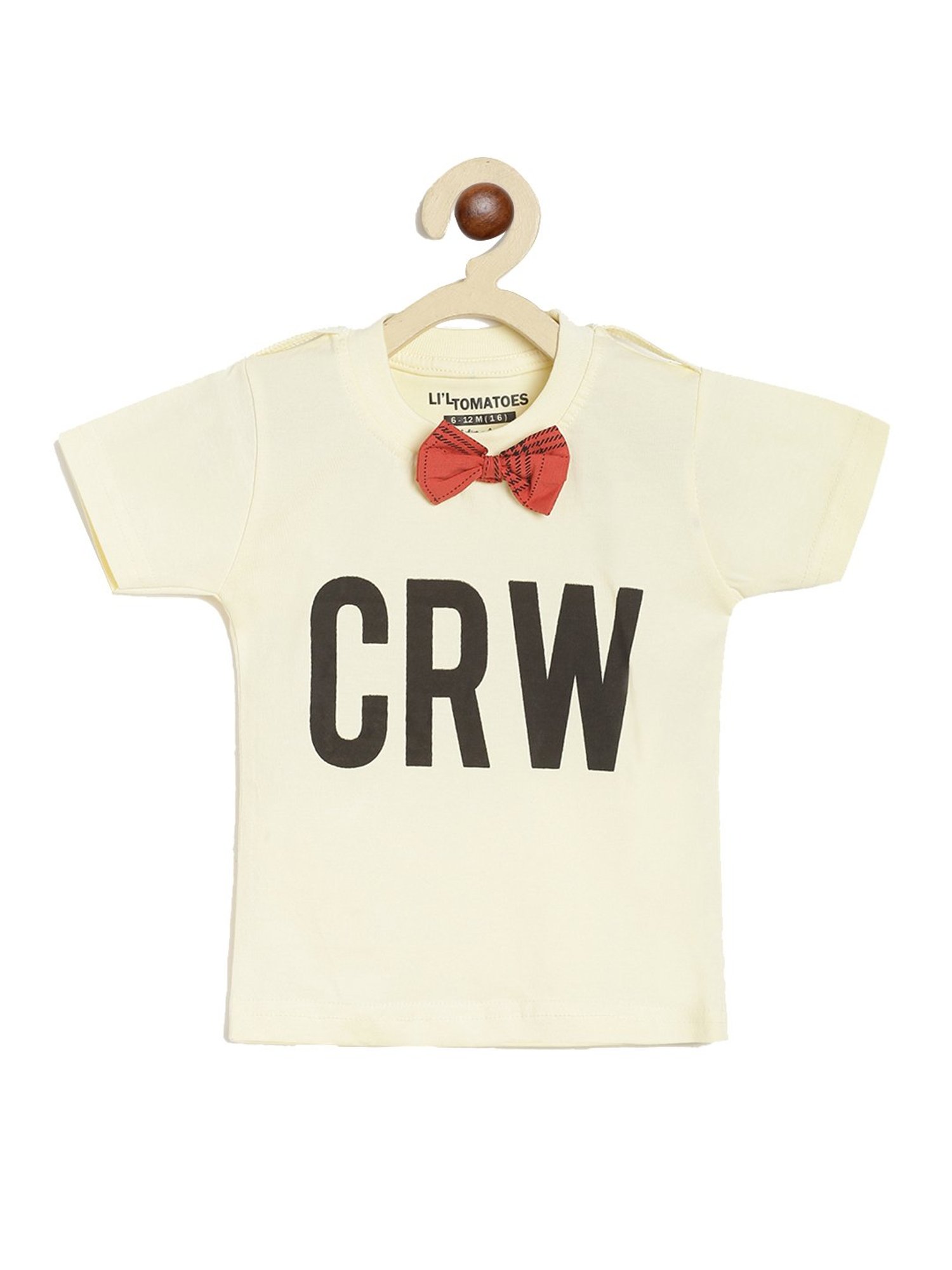 Li'l Tomatoes Kids Red & Yellow Checks T-Shirt, Dungaree with Bow