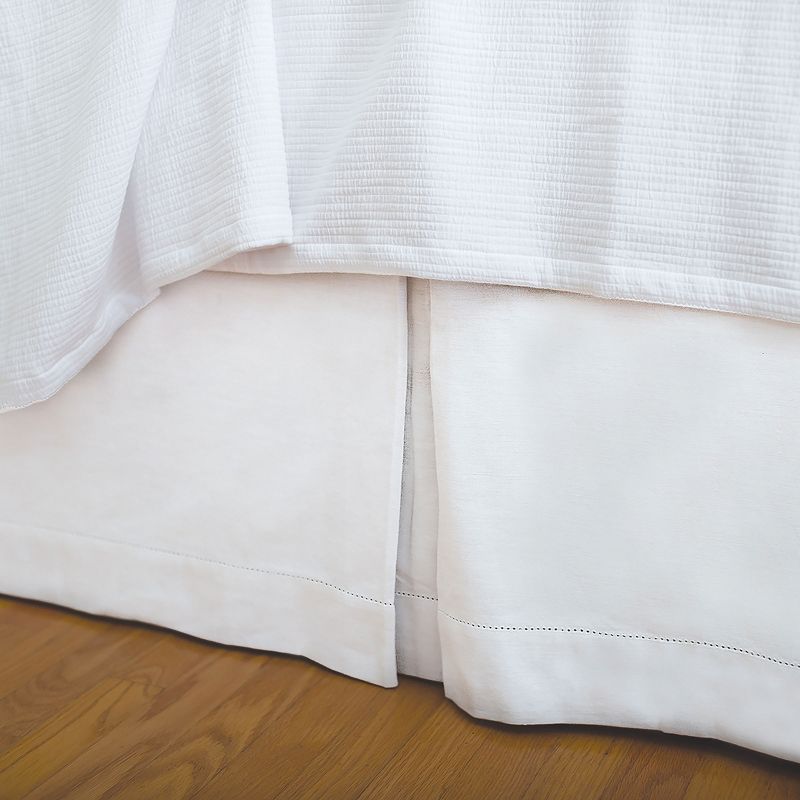 EY Essentials Hemstitch White Queen Bed Skirt