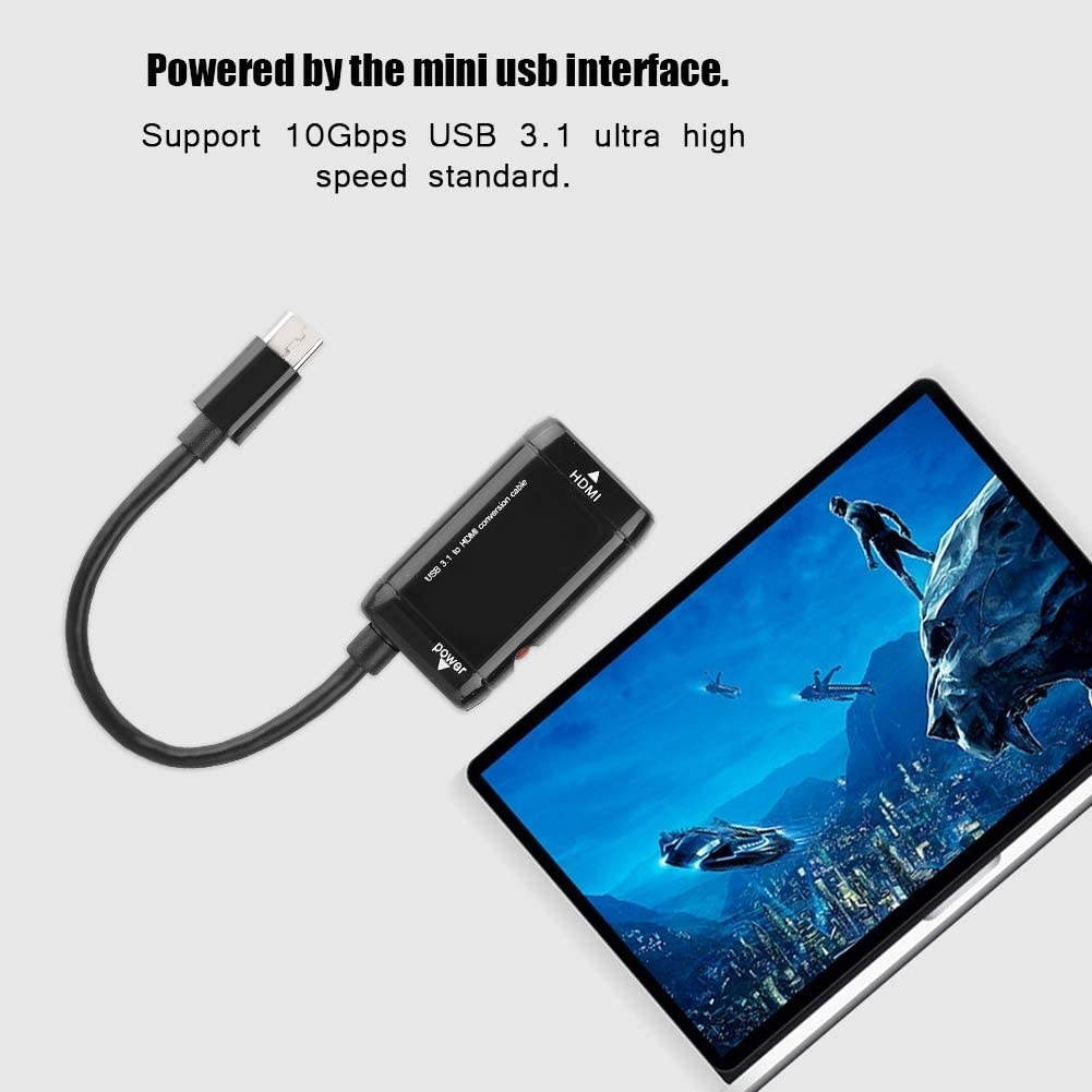 fosa Portable USB3.1 to HDMI Converter Adapter Mini Lightweight 10Gbps USB-C Type C to HDMI Adapter USB3.1 Cable with Digital Chip for MHL Android Phone