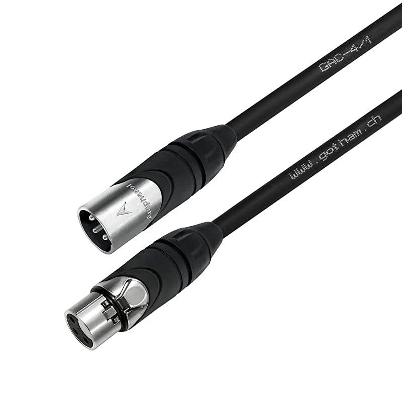 4 Units - 3 Foot - Gotham GAC-4/1 (Black) - Star Quad, Dual Shielded Balanced Male to Female Microphone Cables with Amphenol AX3M & AX3F Silver XLR Connectors - Custom Made by