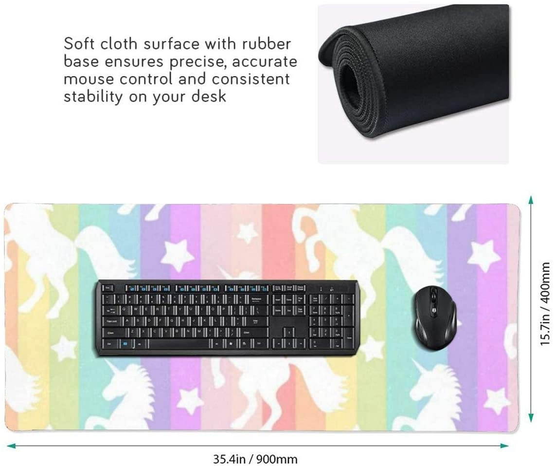 Large Mouse Pad Gaming Star Unicorn Rainbow XXL Extended Mouse Pad Portable Large Desk Keyboard Pad Waterproof Writing Pad for Mouse Office, Home, Non-Slip Rubber Base, Huge 90x40