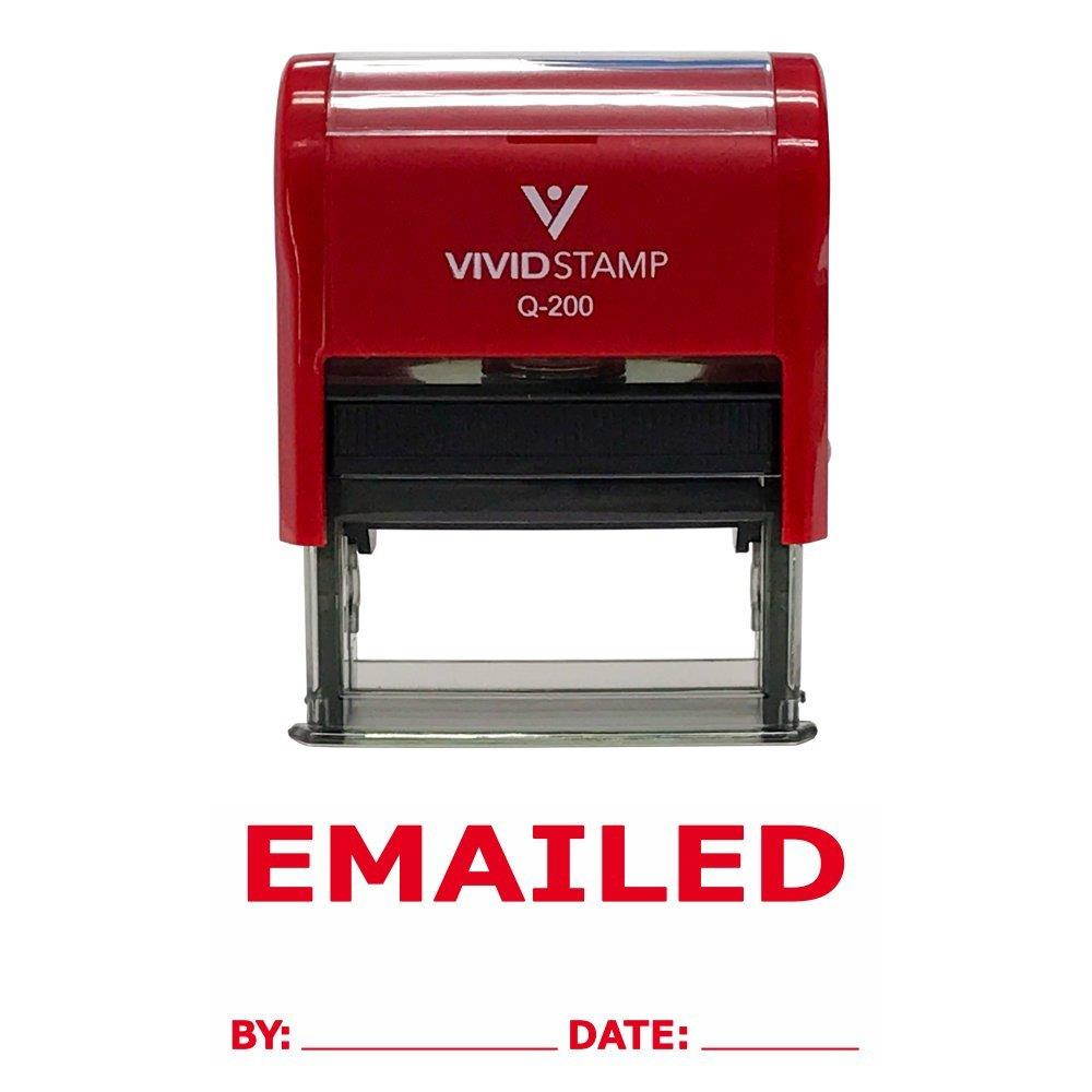 EMAILED By Date Self Inking Rubber Stamp (Red Ink) Medium