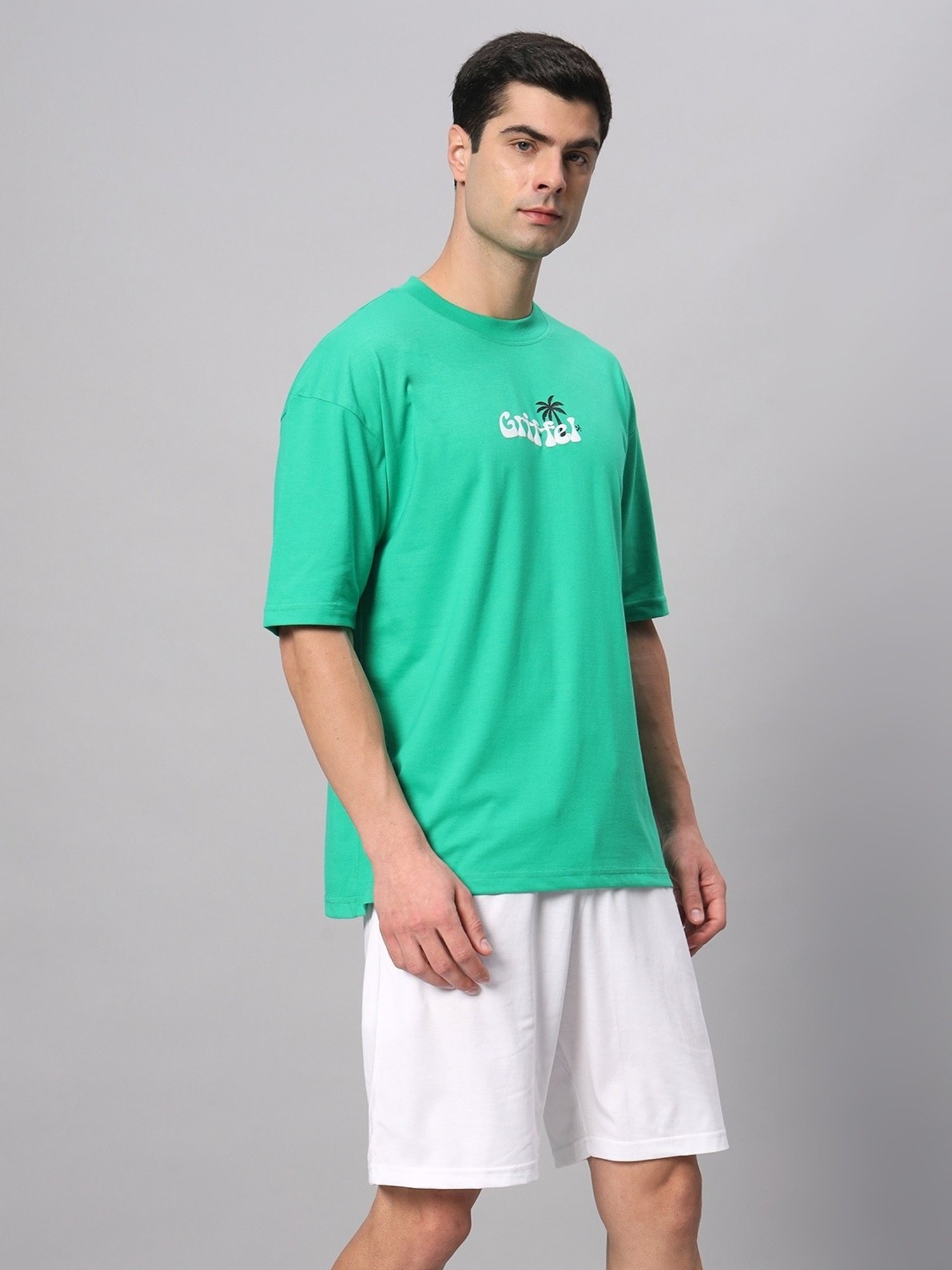 Griffel Green Cotton Loose Fit Printed Co-Ord Set