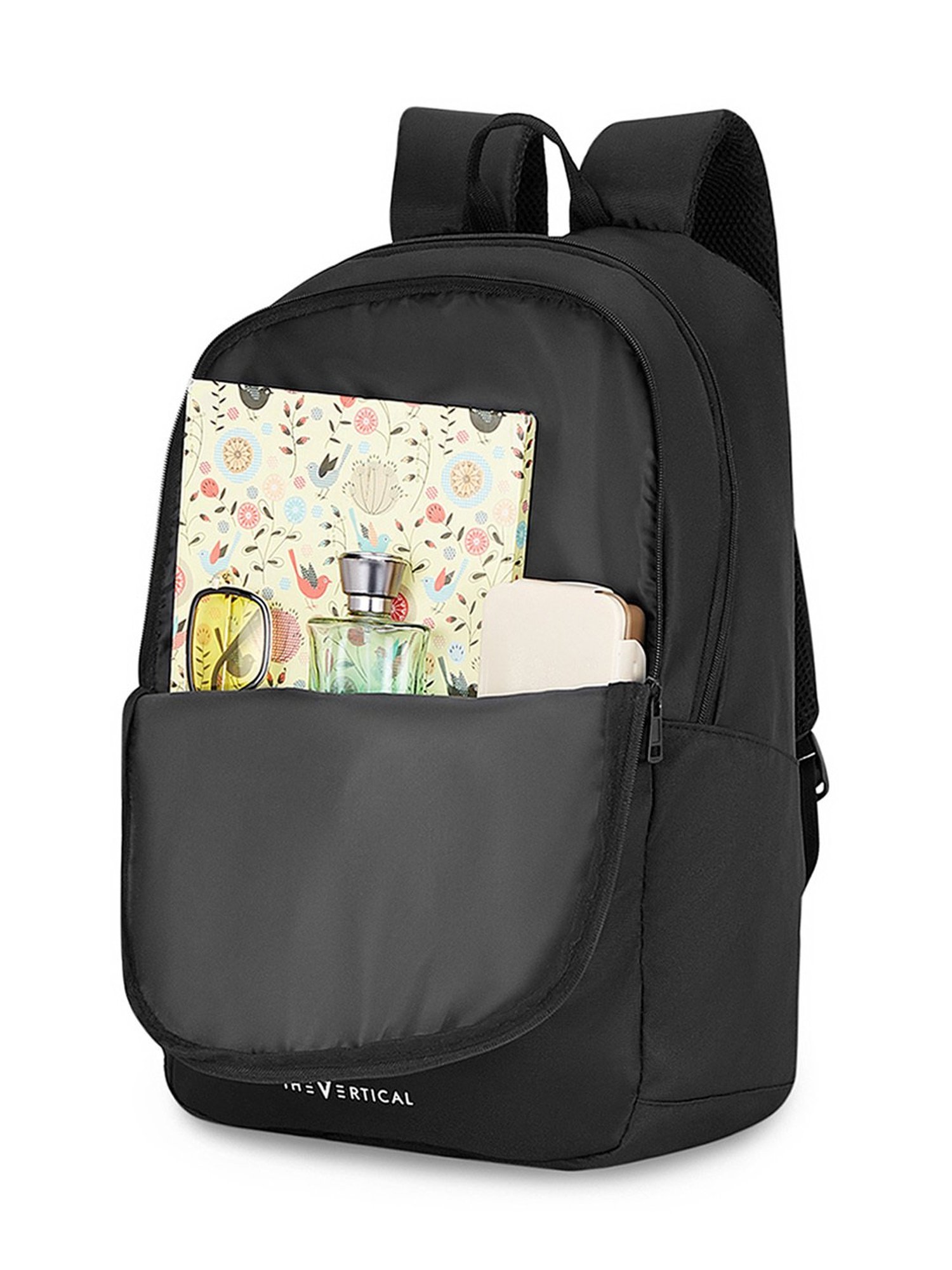 The Vertical Wanderlust Seth Black Textured Medium Backpack