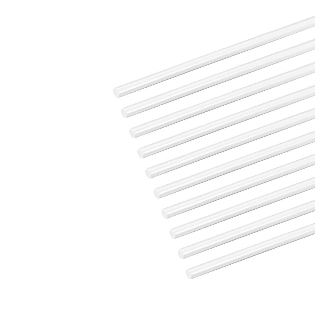 3/64&times;20 inch ABS Plastic Round Bar Rod for Architectural Model Making DIY White 10pcs