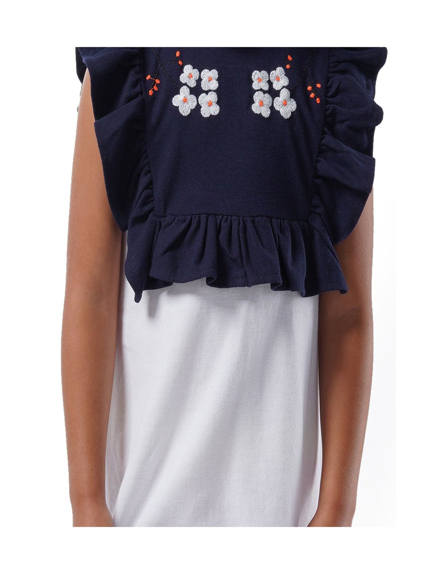 Cherry Crumble By Nitt Hyman Kids Navy & White Embroidered Dress