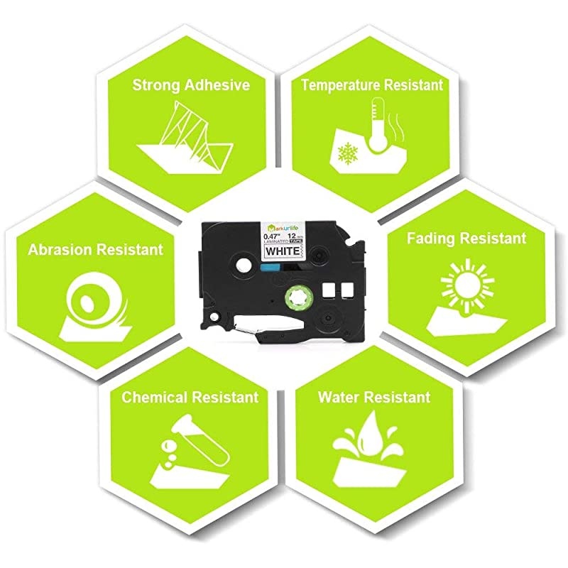Compatible Label Tape Replacement for Brother Ptouch TZ TZe-231 TZ-231, 12mm 0.47" Laminated Tape Black on White, Compatible with Label Maker PT-D200 PT-D210 PT-P400 PT-D600 PT-1750, 2-Pack