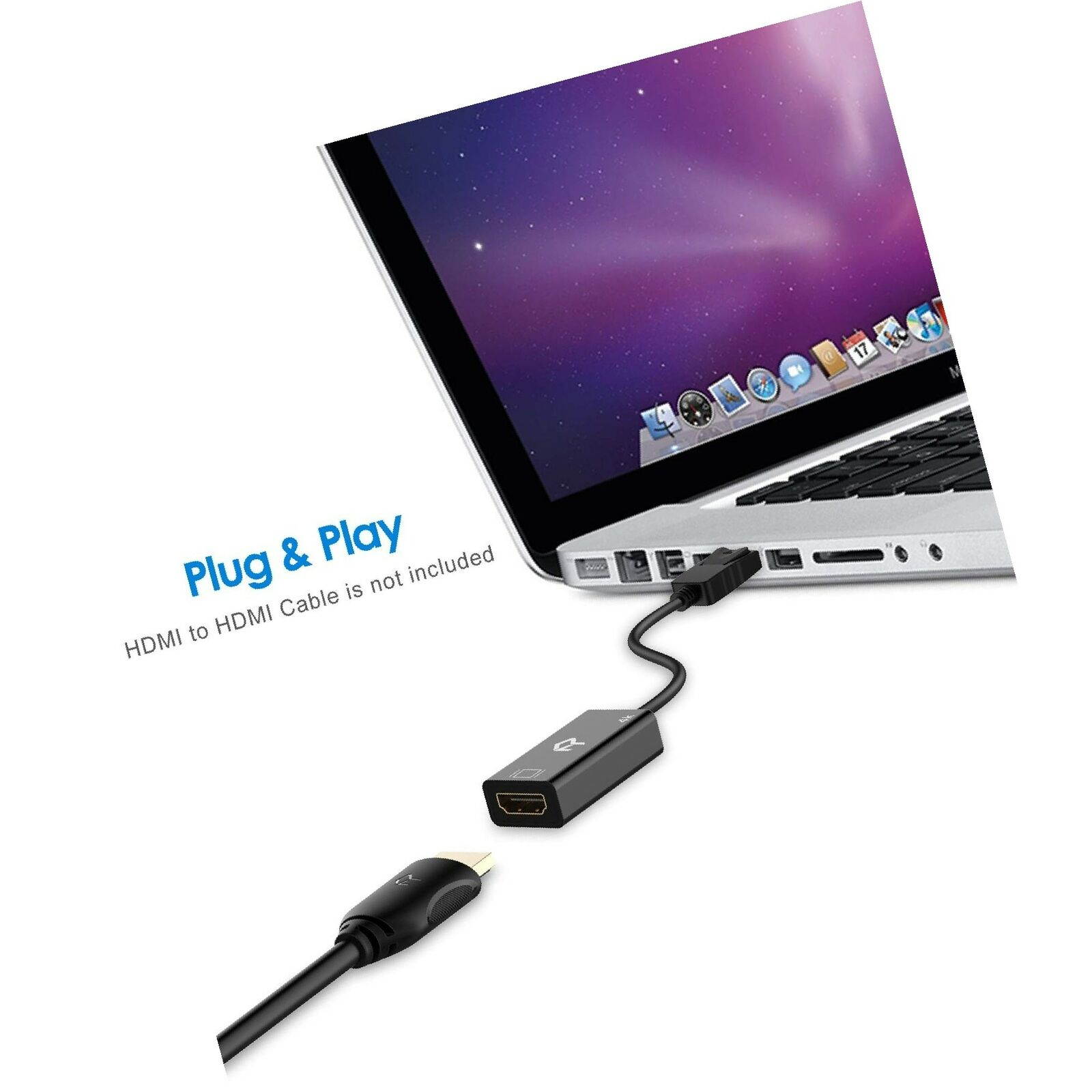 Rankie DisplayPort (DP) to HDMI Adapter, 4K Resolution Ready Converter with A...