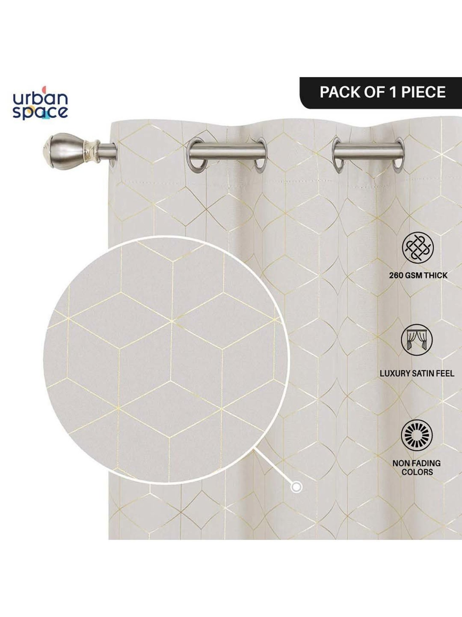 Urban Space Beige Polyester Window Curtain With Tieback & Eyelet
