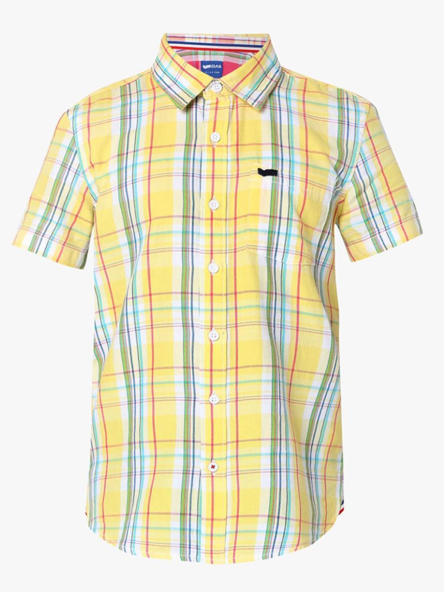 Gas Boys Yellow Cotton Chequered Shirt