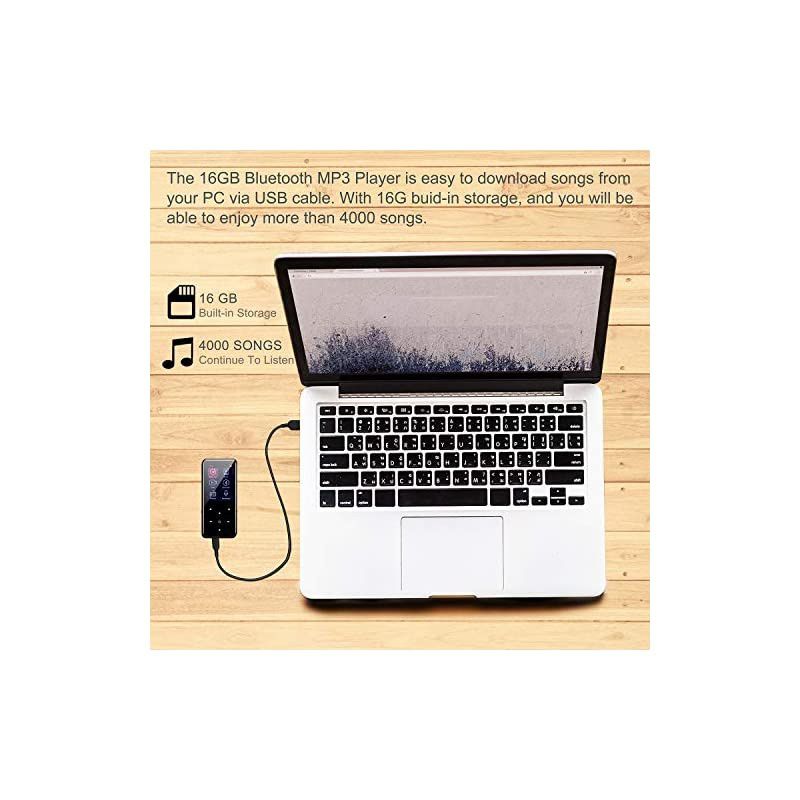 MP3 Player,  16GB MP3 Player with Bluetooth 4.0,Portable Sports Music Player 2.4'' Screen Built-in Speaker with Voice Recorder,FM Radio,Text Reading, HiFi Lossless Sound