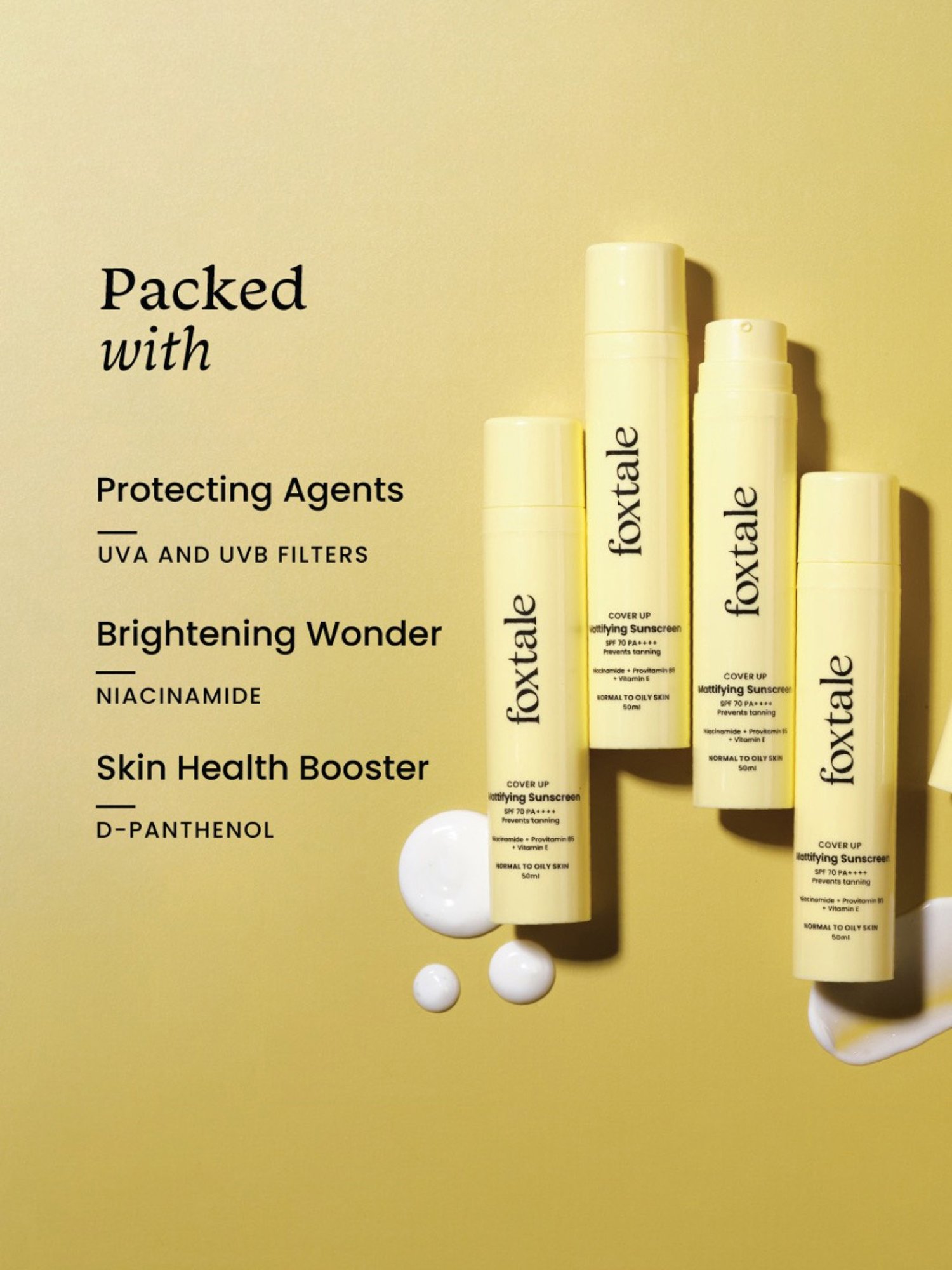 Foxtale Cover Up Mattifying Sunscreen SPF 70 PA++++ - 50 ml