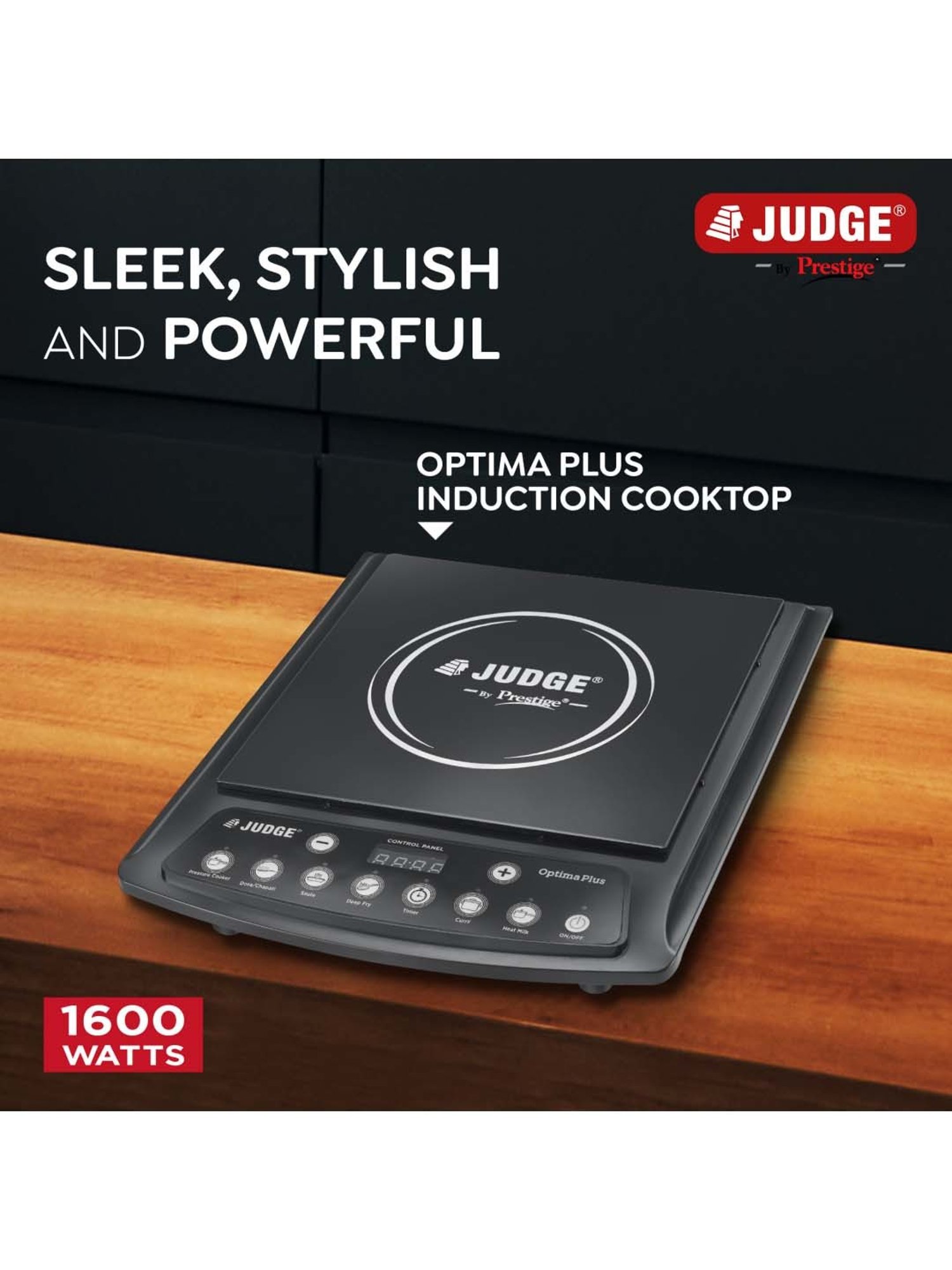 JUDGE Optima Plus Black Glass Induction 1600W Cooktop