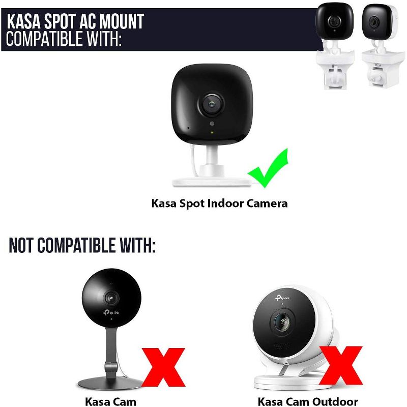 Wasserstein 360 Degree AC Outlet Swivel Mount Compatible with Kasa Spot Indoor Camera