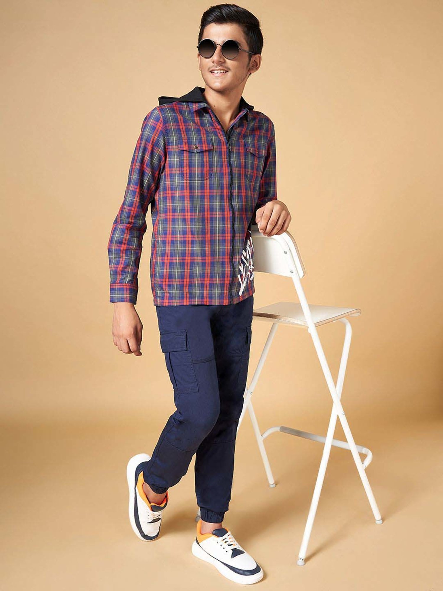 Coolsters by Pantaloons Kids Red & Blue Cotton Chequered Full Sleeves Shirt