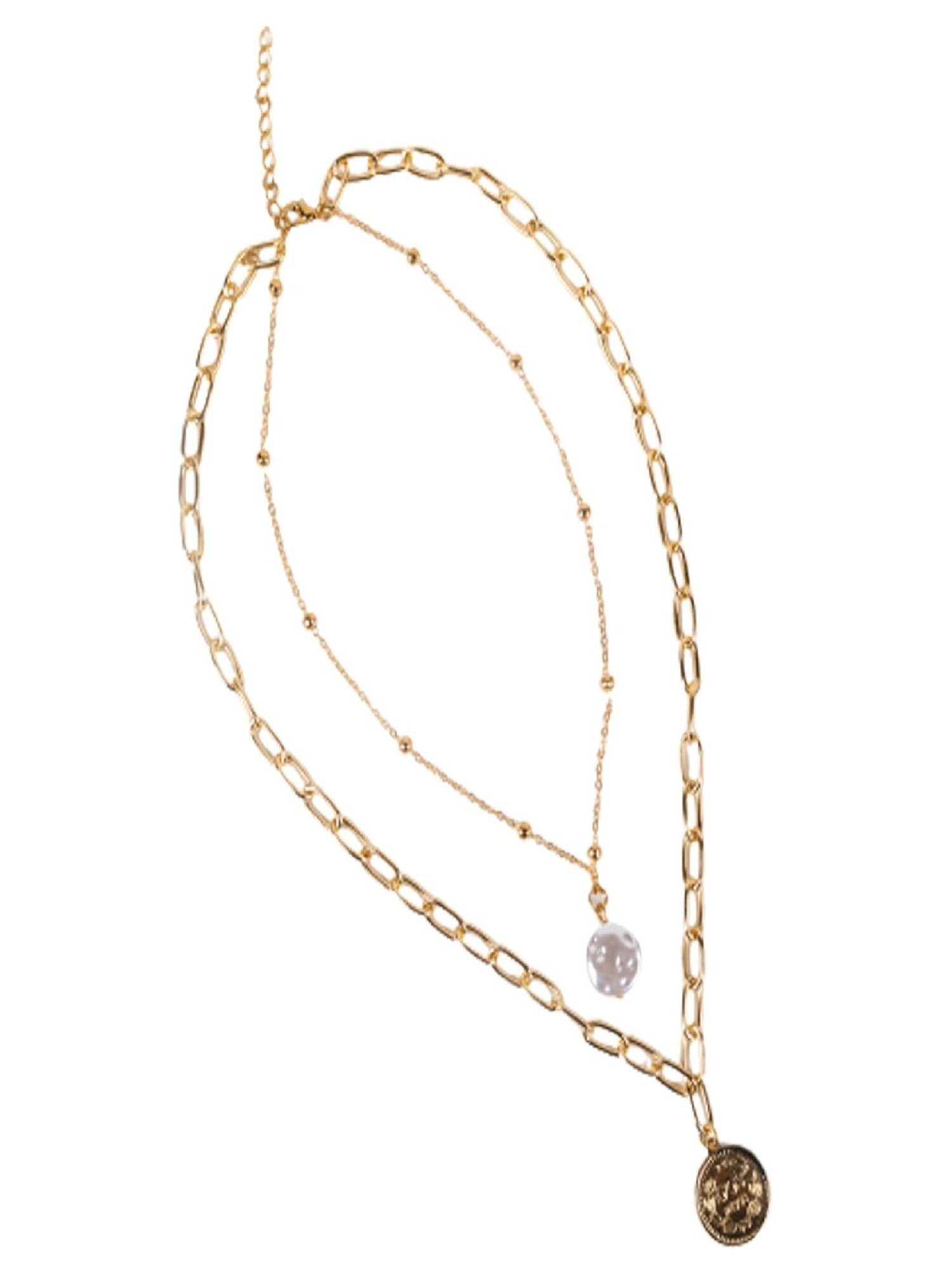 Jewelz Layered Chain Necklace With Fashionable Hangings for Girls & Women