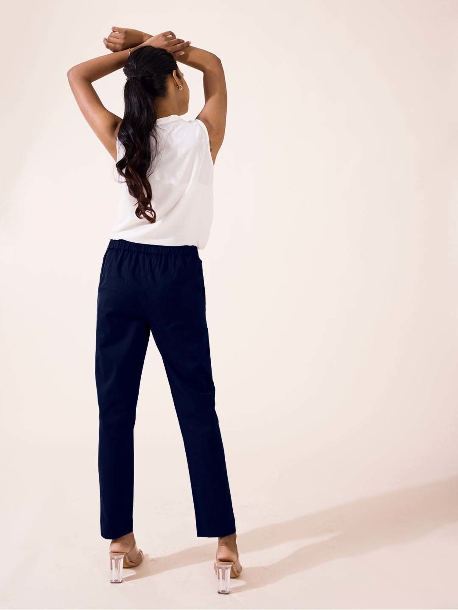 Go Colors! Navy Mid Rise Formal Trousers