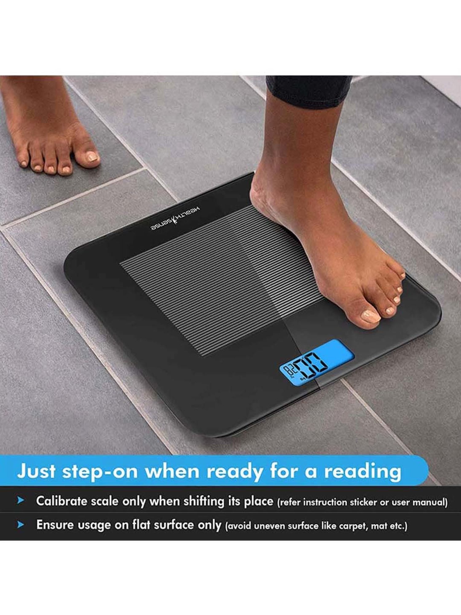 HealthSense Dura-Glass PS-115 Personal Weighing Scale (Black)