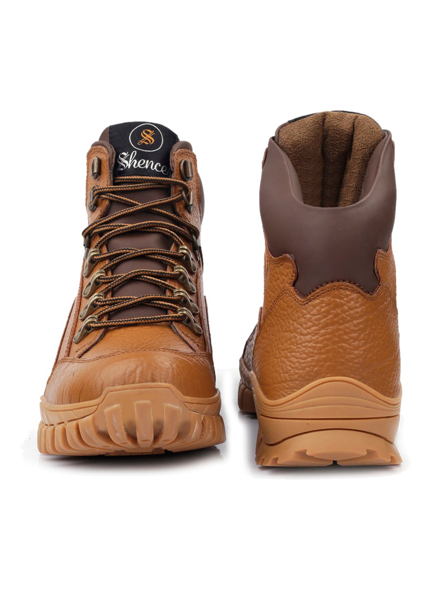 Shences Men's Tan Biker Boots