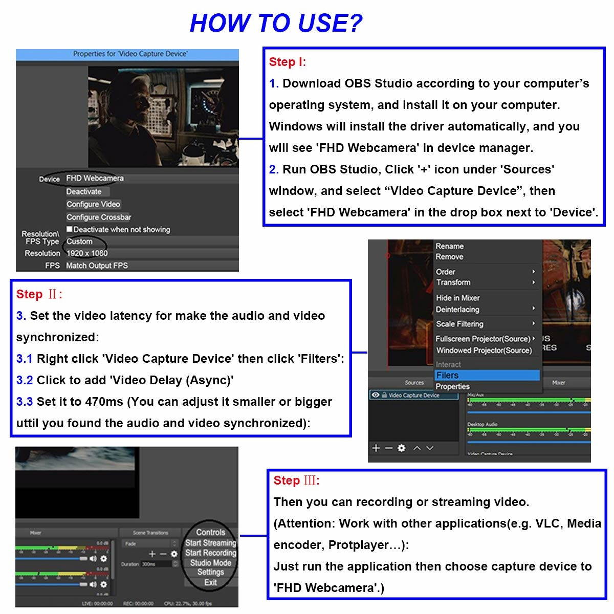 HDMI Video Capture Card with Audio/USB3.0/Type C Interface