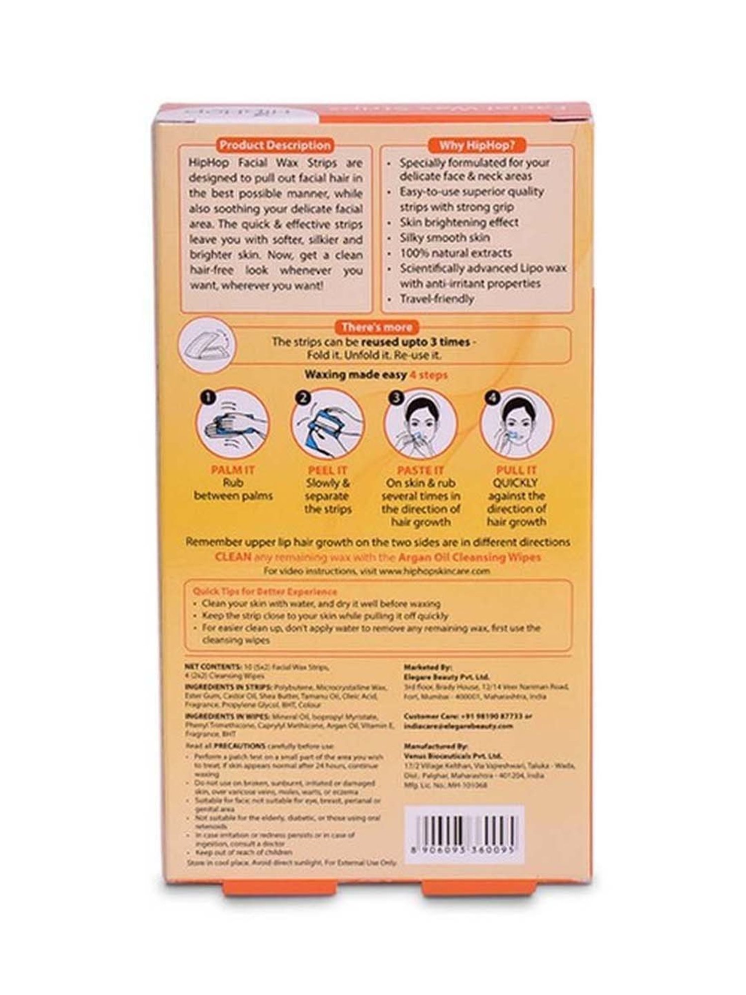 HipHop Skincare Facial Wax Strips - 10 Strips