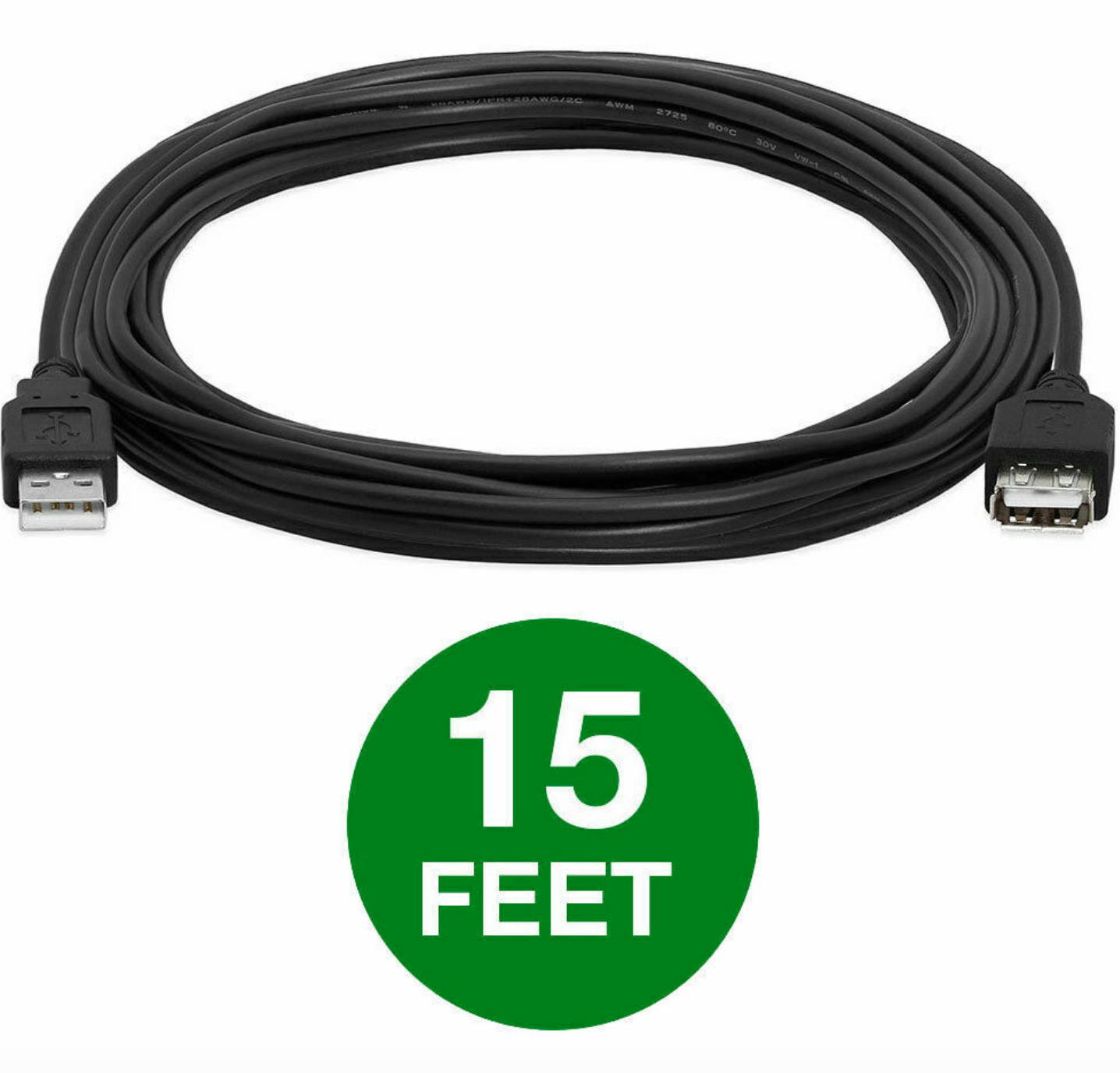 USB 2.0 Extension Extender Cable Cord M/F Standard Type A Male to Female Black