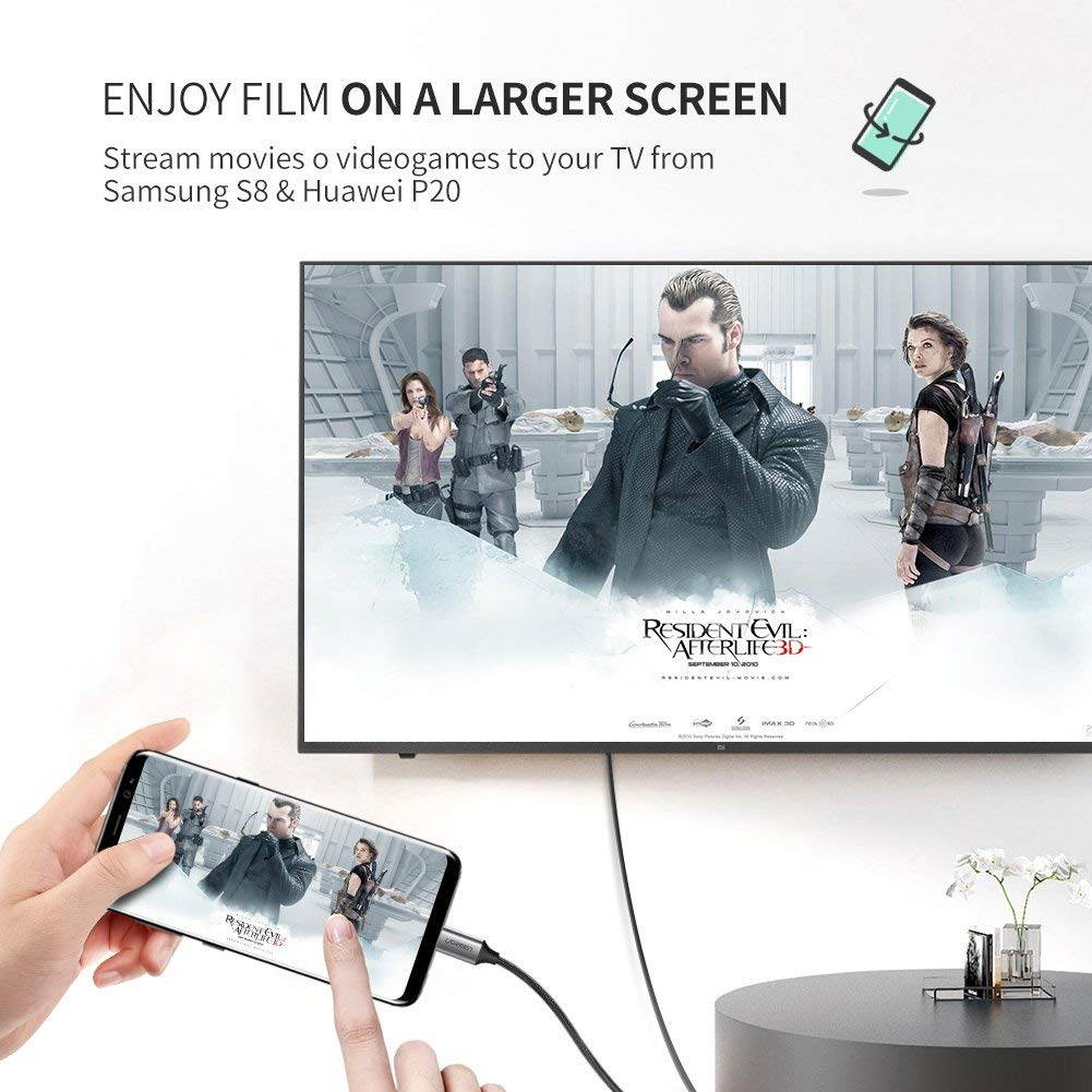 Jansicotek USB C to HDMI Cable(4K@60Hz), USB Type-C to HDMI Cable Adapter Cable Compatible with 2018/2017 Macbook Pro, Surface Book 2, Samsung Galaxy S9/S8 Plus(White, 5FT)