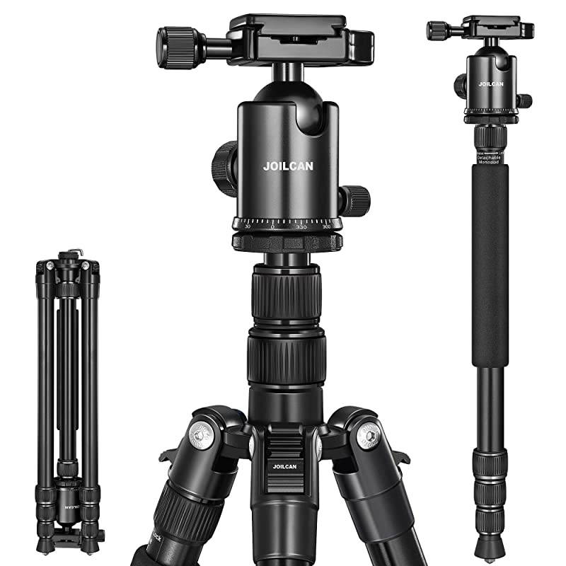 Joilcan 80-inch Tripod for Camera, Aluminum Tripod for DSLR,Monopod, Lightweight Tripod with 360 Degree Ball Head Stable for Travel and Work 18.5"-80",24lb Load (Black)
