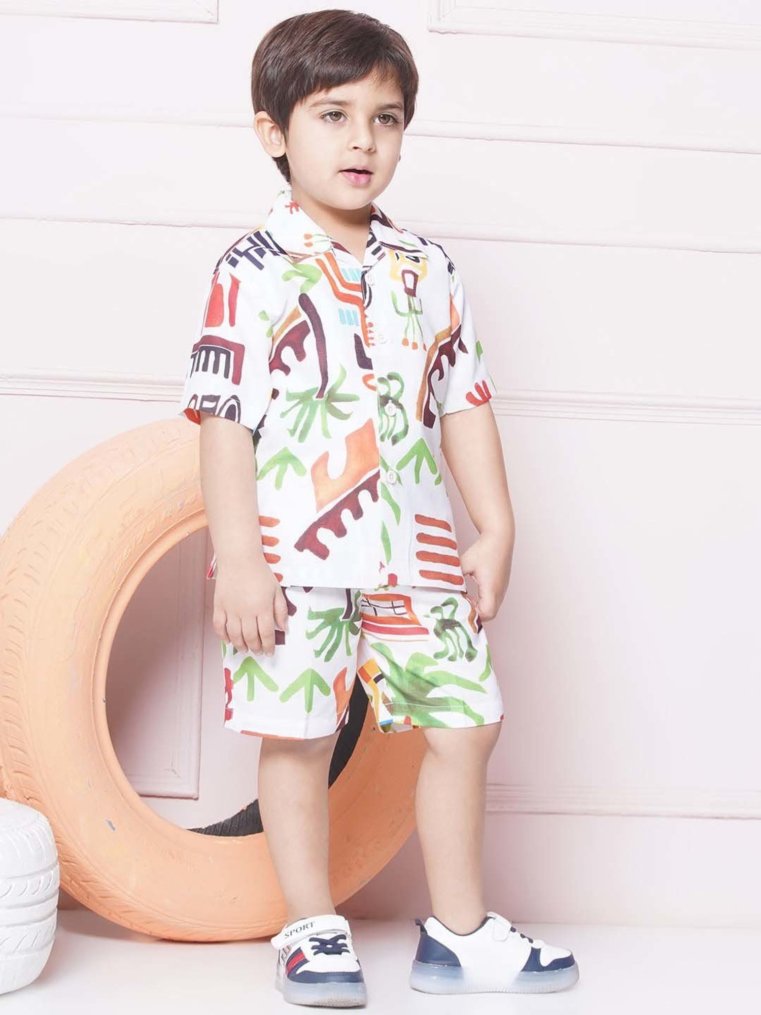 AJ Dezines Kids Multicolor Cotton Printed Shirt Set